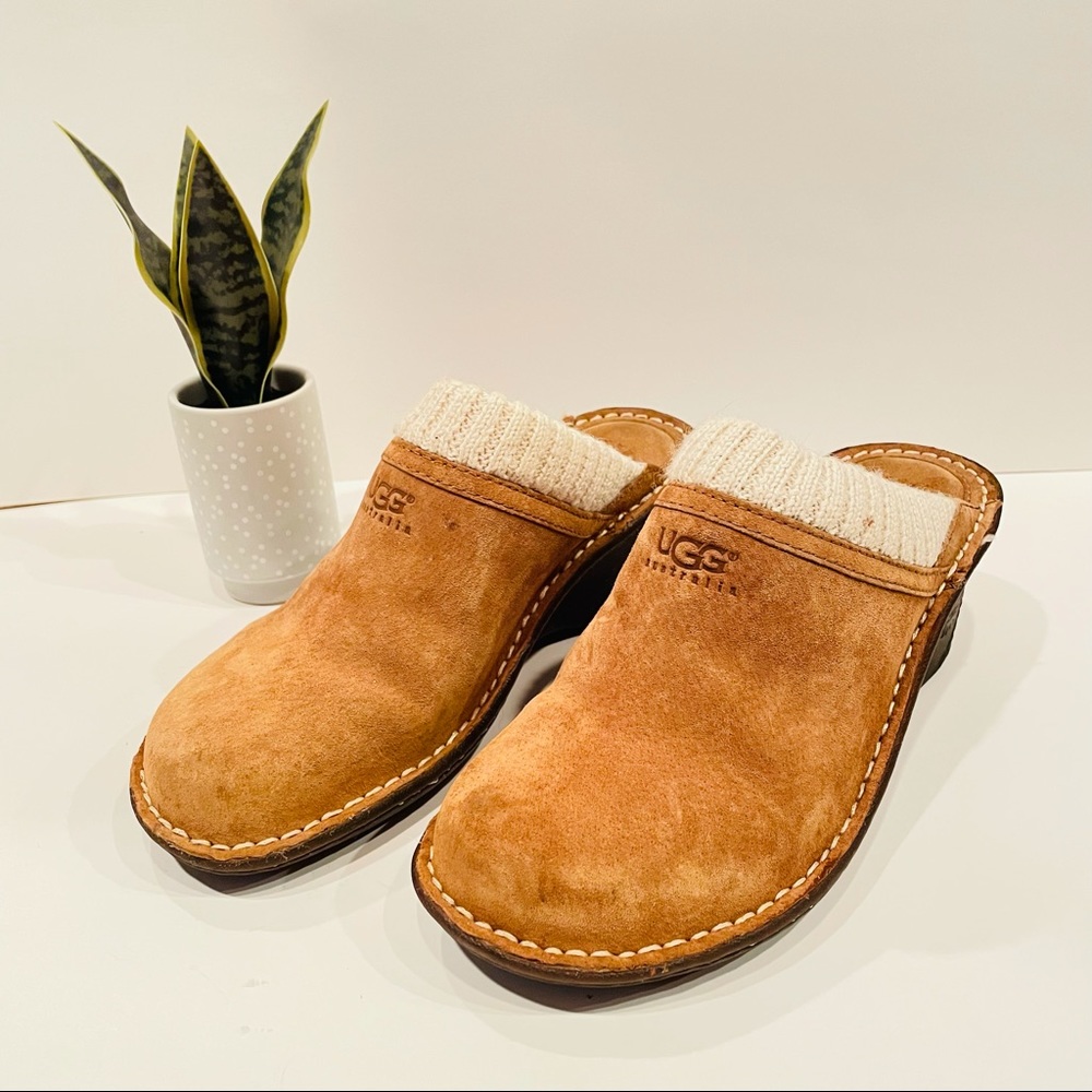 UGG Gael Chestnut Shearling Wedge Mules | Size 7 (Suede) | Size 8 (Leather)-SOLD